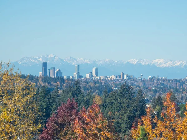 Seattle Panorama Pohled Slunný Podzimní Den — Stock fotografie