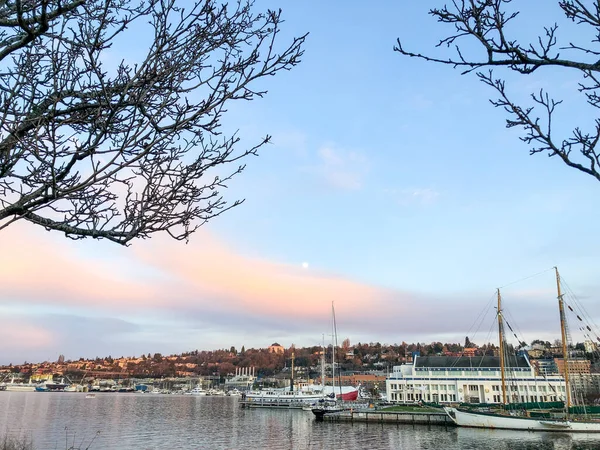 Lake Union Sladkovodní Jezero Nacházející Zcela Rámci Hranic Města Seattle — Stock fotografie