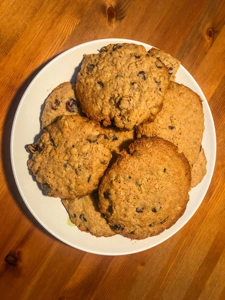 Glutenfreie Schokolade Chip Cookies Die Knusprige Kanten Haben Sind Zäh — Stockfoto