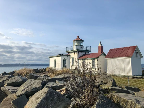 West Point Light Uma Ajuda Ativa Navegação Seattle West Point — Fotografia de Stock