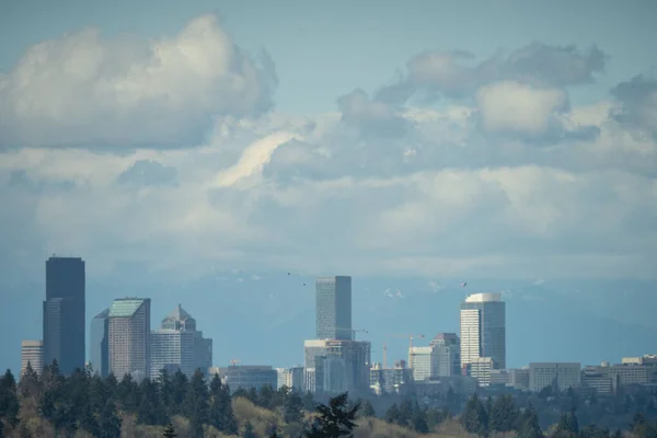 Seattle Vue Panoramique Sur Matin Ensoleillé Printemps — Photo