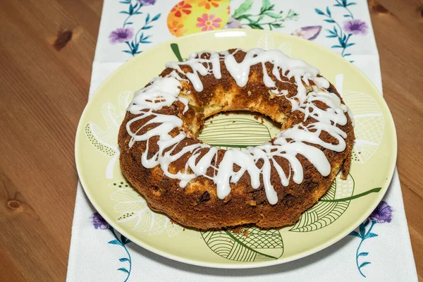 Бабка Губчастий Дріжджовий Торт Який Традиційно Готують Великодньої Неділі Польщі — стокове фото