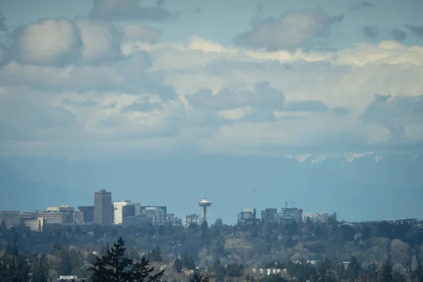 Seattle Vue Panoramique Sur Matin Ensoleillé Printemps — Photo