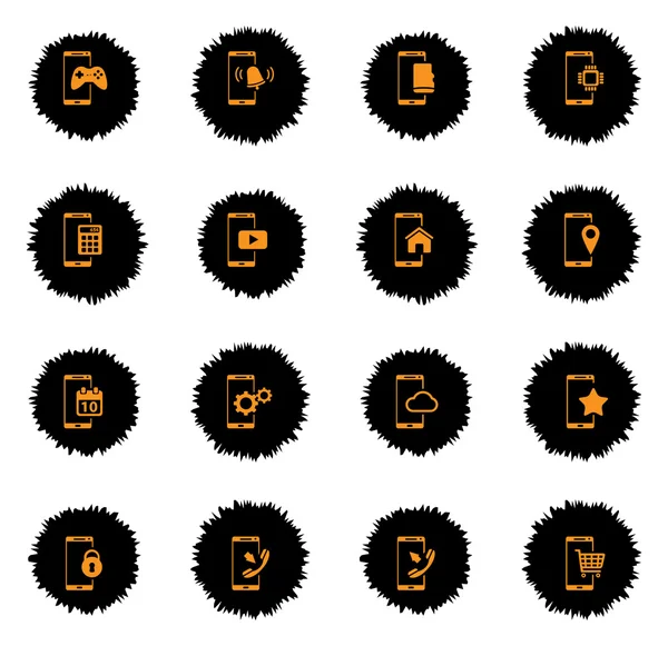 Smartphone eenvoudig pictogrammen — Stockvector