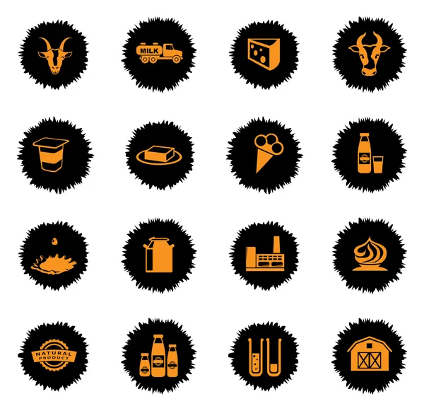 Conjunto de iconos de la industria láctea — Vector de stock