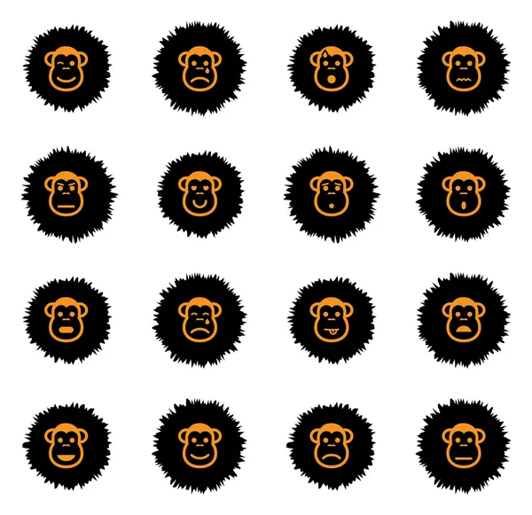 Monkey emoties gewoon pictogrammen — Stockvector