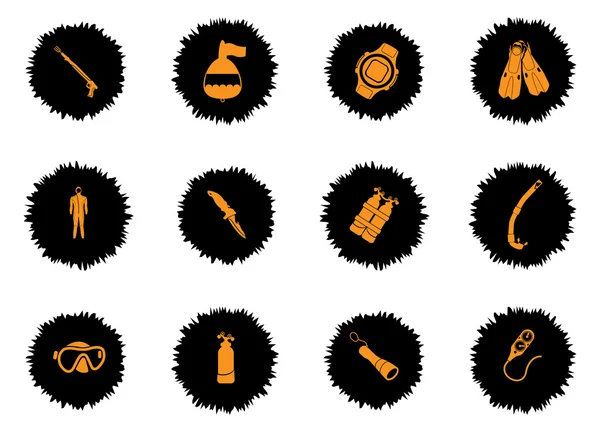 Dalış Icon set — Stok Vektör