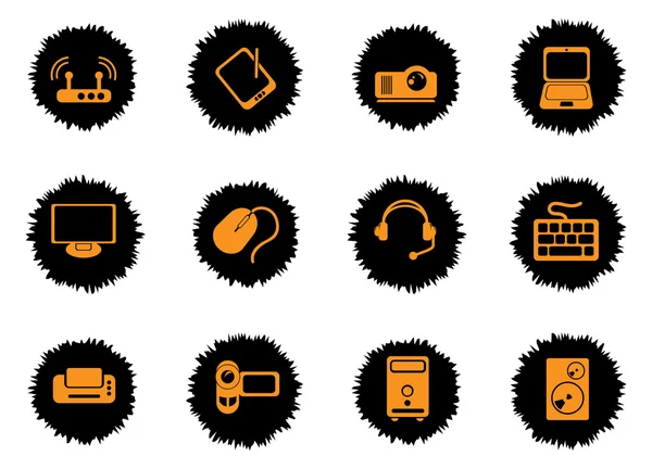 Computer equipment simple vector icons — Stock Vector