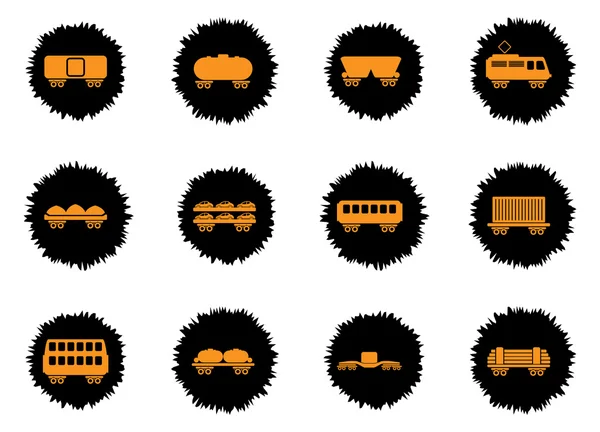 Iconos de tráfico ferrocarril-transporte de mercancías — Vector de stock