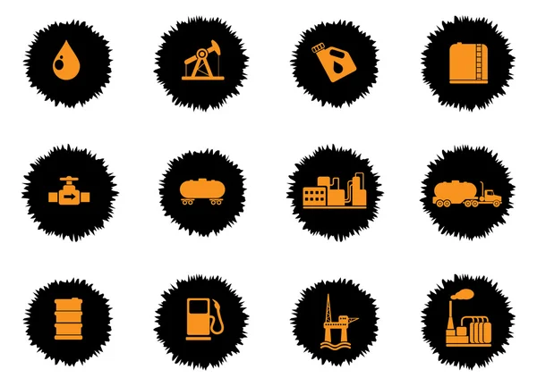 Ikony obiektów przemysłu ropy naftowej i benzyny — Wektor stockowy