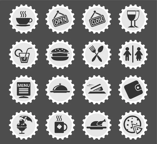 Café Silhouette iconos — Vector de stock