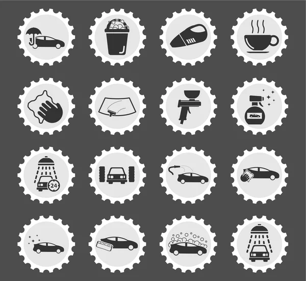 Mytí aut jednoduše ikony — Stockový vektor