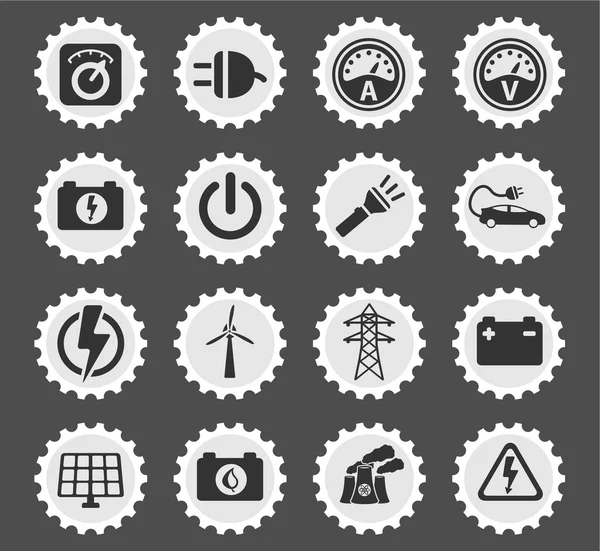 Elektriciteit gewoon pictogrammen — Stockvector
