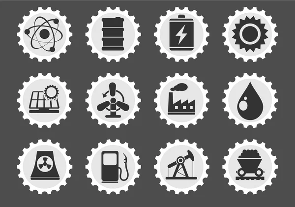 Ensemble d'icônes, énergie et industrie — Image vectorielle