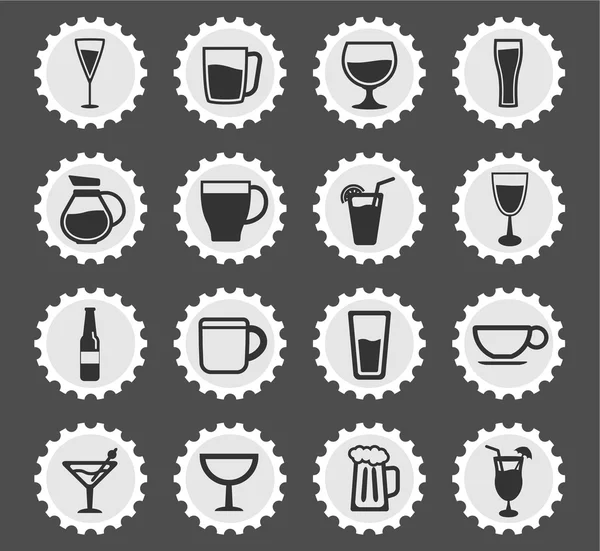 Vasos y copas simplemente iconos — Archivo Imágenes Vectoriales