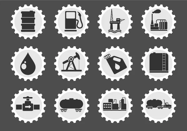 Industrie pétrolière et pétrolière objets icônes — Image vectorielle