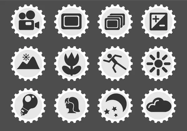 Modos de silueta de fotos iconos — Vector de stock