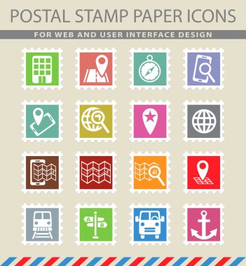 Gezinti ransport harita Icon set