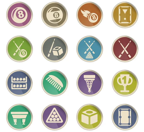 Conjunto de iconos de billar — Vector de stock