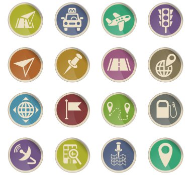 Gezinti ransport harita Icon set