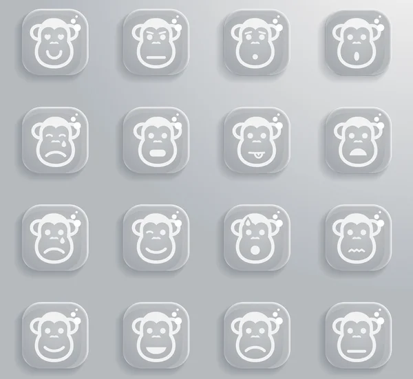 Μαϊμού συναισθήματα απλά εικονίδια — Διανυσματικό Αρχείο