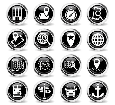 Gezinti ransport harita Icon set