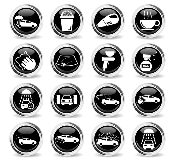 Lavado de coches simplemente iconos — Archivo Imágenes Vectoriales