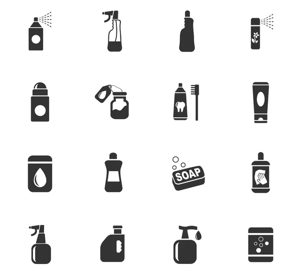 Household chemicals icon set — Stock Vector