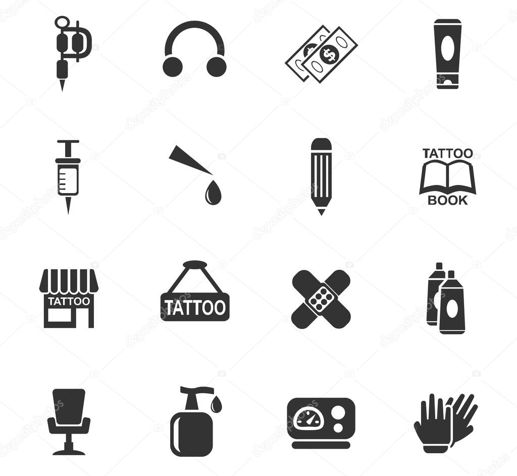 Tattoo salon web icons for user interface design