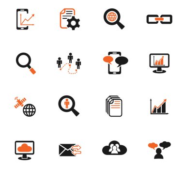 veri analitik ve sosyal ağ simge seti