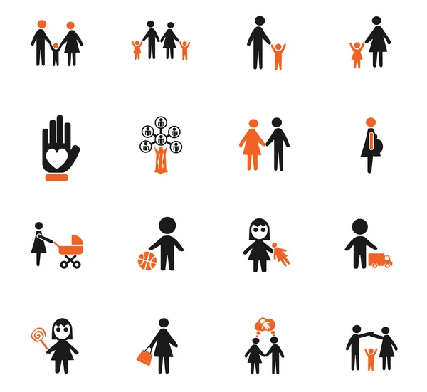 Familia icono conjunto — Vector de stock