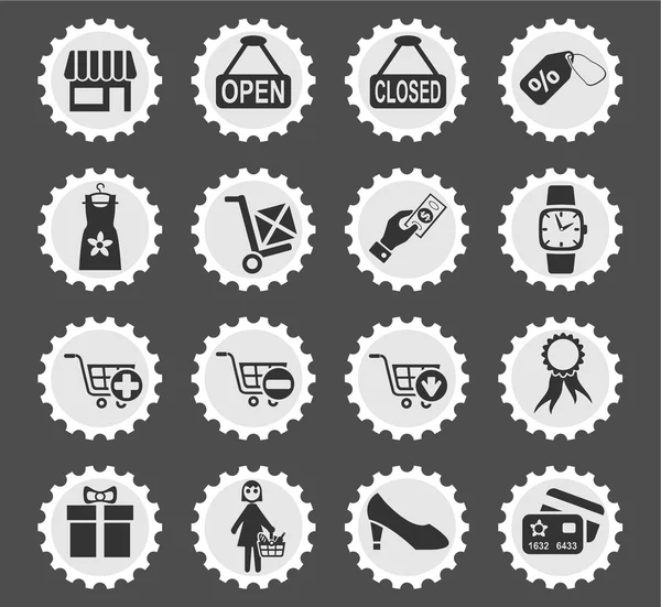 Conjunto de iconos de compras y comercio electrónico — Vector de stock
