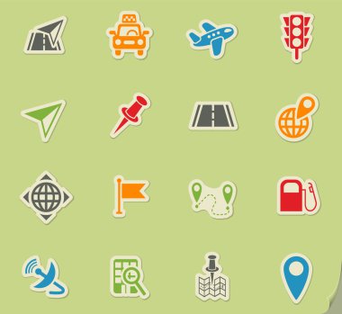 Gezinti ransport harita Icon set