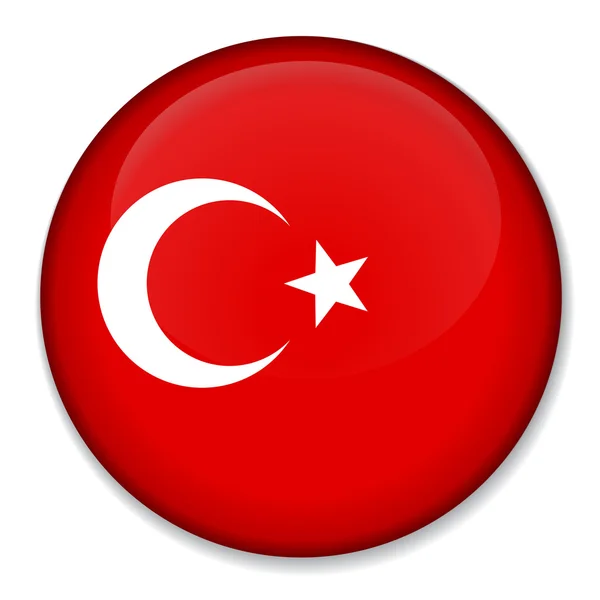 National flag of Turkey on a glass button — Stock Vector