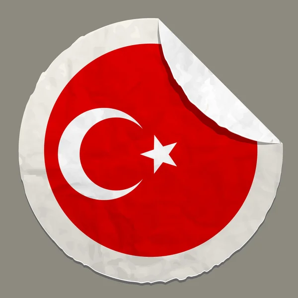 National flag of Turkey on a paper label — Stock Vector