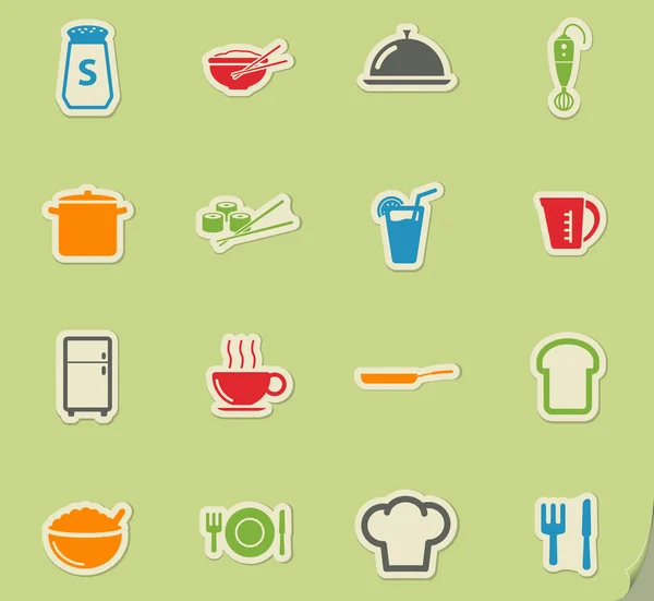 Élelmiszer- és konyhai egyszerűen ikonok — Stock Vector