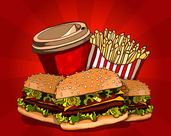 Fast food vector illustration. — Stock Vector