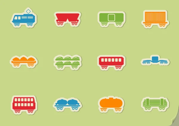 Iconos de tráfico ferrocarril-transporte de mercancías — Vector de stock