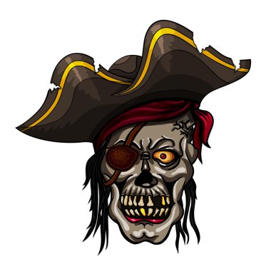 Tehlike korsan kafatası içinde kırmızı bandana