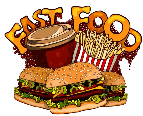 Fast food design elemek — Stock Vector