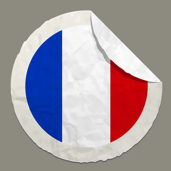Bandera de Francia en una etiqueta de papel — Vector de stock