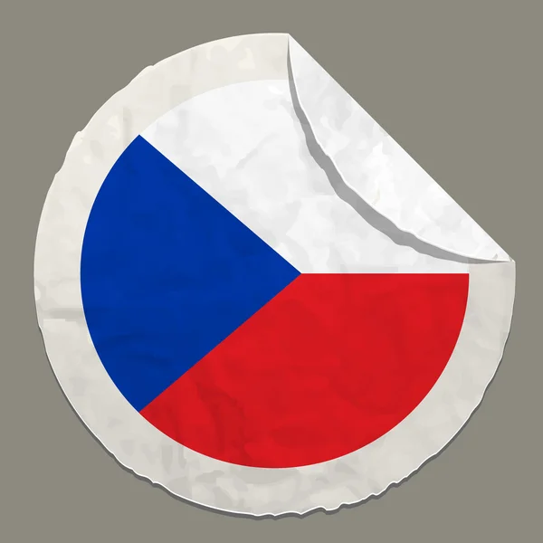 Bandera de la República Checa en una etiqueta de papel — Vector de stock