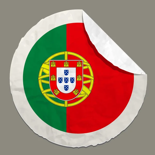 Португальский флаг на бумажной этикетке — стоковый вектор