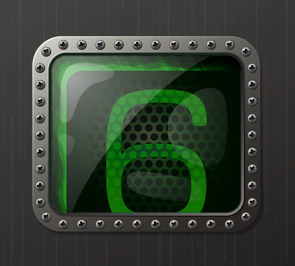 Ukazatel Výboje Světelného Zdroje Číslem Zářivou Zelenou Neonovou Září Starožitné — Stockový vektor
