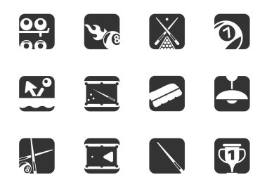 Tasarımınız için bilardo simgesi ayarlandı. vektör simgeleri