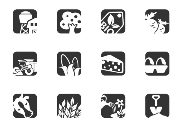 Conjunto Iconos Agrícolas Vectoriales Para Diseño Interfaz Usuario — Archivo Imágenes Vectoriales