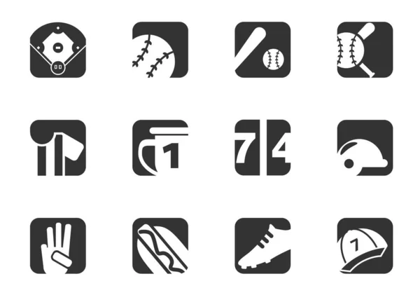 Honkbal Pictogram Set Voor Ontwerp Vectorpictogrammen — Stockvector