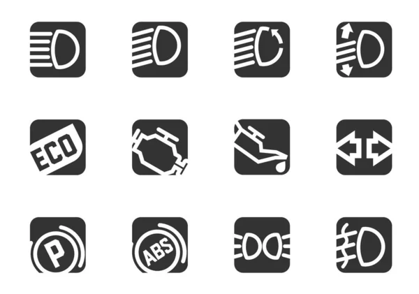 Simboli Set Icone Isolato Design Dell Interfaccia Auto — Vettoriale Stock