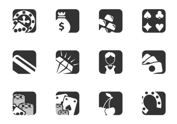 Ensemble Icônes Vectorielles Casino Pour Conception Interface Utilisateur — Image vectorielle