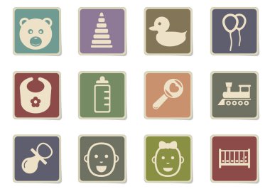 Bebek oyuncakları ikonu dizaynınız için ayarlandı. vektör simgeleri